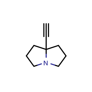 Chemical structure of 7a-ethynylhexahydro-1H-pyrrolizine , CAS 188057-30-9, AChemBlock U133377