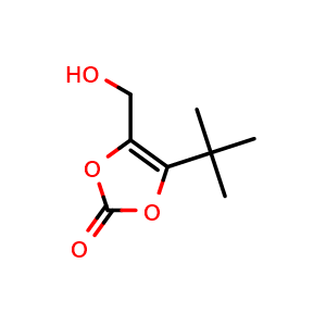 Chemical structure of 4-tert-butyl-5-(hydroxymethyl)-1,3-dioxol-2-one , CAS 188525-93-1, AChemBlock U133379