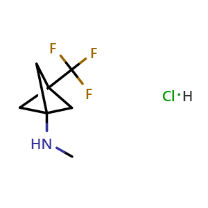 Chemical structure of N-Methyl-3-(trifluoromethyl)bicyclo[1.1.1]pentan-1-amine hydrochloride , CAS 1886967-16-3, AChemBlock U133380