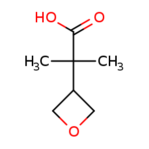 Chemical structure of 2-methyl-2-(oxetan-3-yl)propanoic acid , CAS 1893826-05-5, AChemBlock U133393