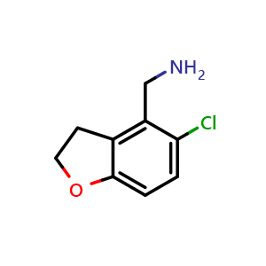 Chemical structure of (5-chloro-2,3-dihydrobenzofuran-4-yl)methanamine , CAS 1895587-39-9, AChemBlock U133397