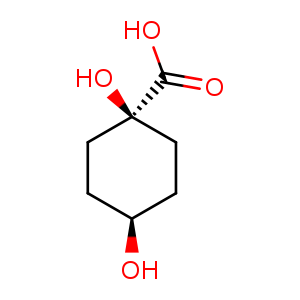 Chemical structure of trans-1,4-dihydroxycyclohexanecarboxylic acid , CAS 1932011-69-2, AChemBlock U133412