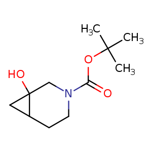 Chemical structure of tert-butyl 1-hydroxy-3-azabicyclo[4.1.0]heptane-3-carboxylate , CAS 1934533-72-8, AChemBlock U133432