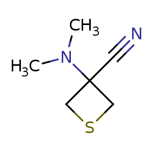 Chemical structure of 3-(dimethylamino)thietane-3-carbonitrile , CAS 1936184-77-8, AChemBlock U133447
