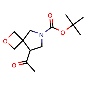 Chemical structure of tert-butyl 5-acetyl-2-oxa-7-azaspiro[3.4]octane-7-carboxylate , CAS 1936623-61-8, AChemBlock U133453