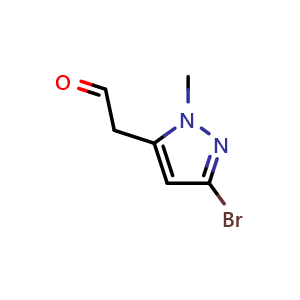 Chemical structure of 2-(5-bromo-2-methyl-pyrazol-3-yl)acetaldehyde , CAS 2003465-39-0, AChemBlock U133481