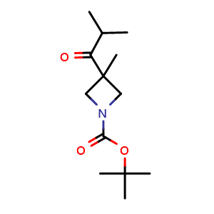 Chemical structure of tert-butyl 3-methyl-3-(2-methylpropanoyl)azetidine-1-carboxylate , CAS 2007396-34-9, AChemBlock U133487