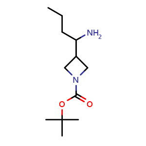 Chemical structure of tert-butyl 3-(1-aminobutyl)azetidine-1-carboxylate , CAS 2008615-21-0, AChemBlock U133489