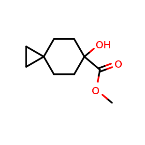 Chemical structure of methyl 6-hydroxyspiro[2.5]octane-6-carboxylate , CAS 2011423-68-8, AChemBlock U133490