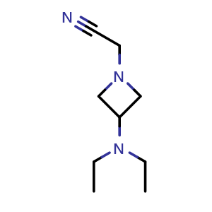 Chemical structure of 2-[3-(diethylamino)azetidin-1-yl]acetonitrile , CAS 2020157-19-9, AChemBlock U133494