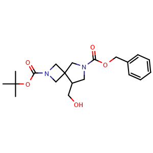 Chemical structure of O7-benzyl O2-tert-butyl 5-(hydroxymethyl)-2,7-diazaspiro[3.4]octane-2,7-dicarboxylate , CAS 2028341-94-6, AChemBlock U133498