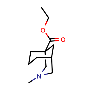 Chemical structure of ethyl 3-methyl-3-azabicyclo[3.3.1]nonane-1-carboxylate , CAS 203660-59-7, AChemBlock U133502