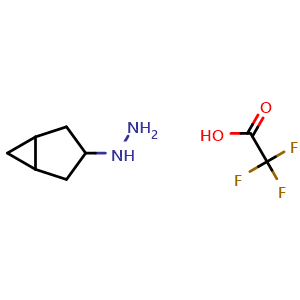 Chemical structure of 3-bicyclo[3.1.0]hexanylhydrazine 2,2,2-trifluoroacetic acid , CAS 2101701-26-0, AChemBlock U133585