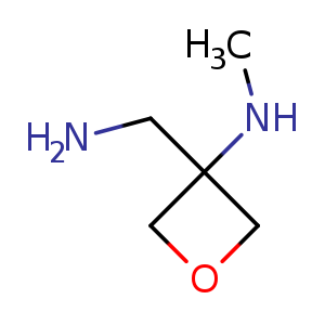 Chemical structure of 3-(aminomethyl)-N-methyl-oxetan-3-amine , CAS 2107929-15-5, AChemBlock U133594