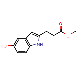 Chemical structure of methyl 3-(5-hydroxy-1H-indol-2-yl)propanoate , CAS 2107948-87-6, AChemBlock U133596