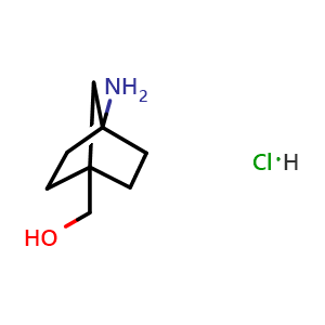 Chemical structure of (4-aminonorbornan-1-yl)methanol hydrochloride , CAS 2108646-59-7, AChemBlock U133597