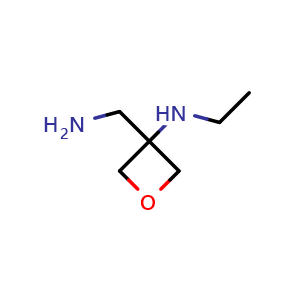 Chemical structure of 3-(aminomethyl)-N-ethyl-oxetan-3-amine , CAS 2111676-77-6, AChemBlock U133601