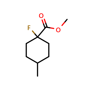 Chemical structure of methyl 1-fluoro-4-methyl-cyclohexanecarboxylate , CAS 2112419-02-8, AChemBlock U133603