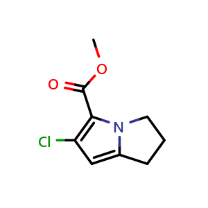 Chemical structure of methyl 2-chloro-6,7-dihydro-5H-pyrrolizine-3-carboxylate , CAS 2114106-88-4, AChemBlock U133606