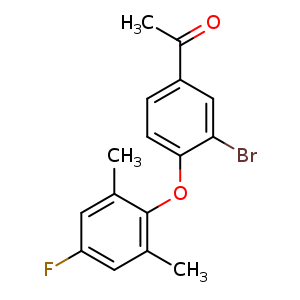 Chemical structure of 1-[3-bromo-4-(4-fluoro-2,6-dimethyl-phenoxy)phenyl]ethanone , CAS 2138863-82-6, AChemBlock U133645
