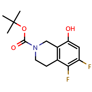 Chemical structure of tert-butyl 5,6-difluoro-8-hydroxy-3,4-dihydro-1H-isoquinoline-2-carboxylate , CAS 2159120-56-4, AChemBlock U133656