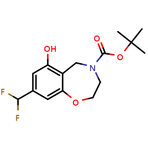 Chemical structure of tert-butyl 8-(difluoromethyl)-6-hydroxy-3,5-dihydro-2H-1,4-benzoxazepine-4-carboxylate , CAS 2159123-61-0, AChemBlock U133659