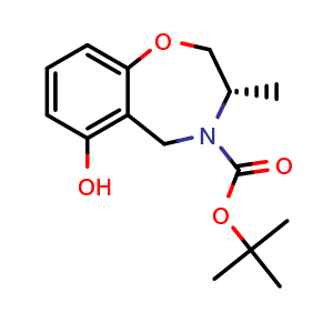 Chemical structure of tert-butyl (3S)-6-hydroxy-3-methyl-3,5-dihydro-2H-1,4-benzoxazepine-4-carboxylate , CAS 2159123-72-3, AChemBlock U133661