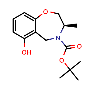 Chemical structure of tert-butyl (3R)-6-hydroxy-3-methyl-3,5-dihydro-2H-1,4-benzoxazepine-4-carboxylate , CAS 2159123-73-4, AChemBlock U133662