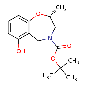 Chemical structure of tert-butyl (2R)-6-hydroxy-2-methyl-3,5-dihydro-2H-1,4-benzoxazepine-4-carboxylate , CAS 2159123-78-9, AChemBlock U133663