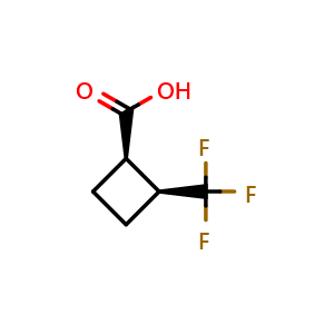 Chemical structure of (1R,2S)-2-(trifluoromethyl)cyclobutanecarboxylic acid , CAS 2165708-25-6, AChemBlock U133668