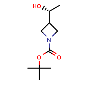 Chemical structure of tert-butyl 3-[(1R)-1-hydroxyethyl]azetidine-1-carboxylate , CAS 2165772-28-9, AChemBlock U133669