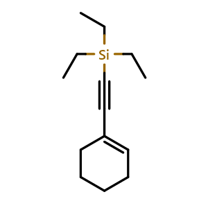Chemical structure of (cyclohex-1-en-1-ylethynyl)triethylsilane , CAS 21692-54-6, AChemBlock U133683