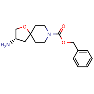 Chemical structure of benzyl (3S)-3-amino-1-oxa-8-azaspiro[4.5]decane-8-carboxylate , CAS 2169906-22-1, AChemBlock U133686