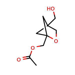 Chemical structure of [4-(hydroxymethyl)-2-oxabicyclo[2.1.1]hexan-1-yl]methyl acetate , CAS 2170372-27-5, AChemBlock U133689