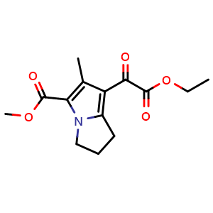 Chemical structure of methyl 1-(2-ethoxy-2-oxo-acetyl)-2-methyl-6,7-dihydro-5H-pyrrolizine-3-carboxylate , CAS 2193057-35-9, AChemBlock U133709