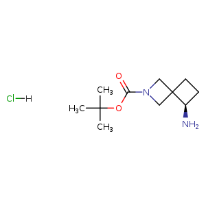 Chemical structure of tert-butyl (7R)-7-amino-2-azaspiro[3.3]heptane-2-carboxylate hydrochloride , CAS 2198056-37-8, AChemBlock U133714