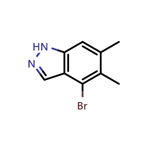 Chemical structure of 4-bromo-5,6-dimethyl-1H-indazole , CAS 2206742-47-2, AChemBlock U133730
