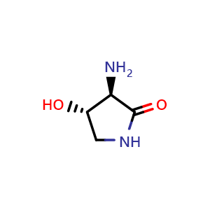Chemical structure of (3R,4S)-3-amino-4-hydroxy-pyrrolidin-2-one , CAS 220812-20-4, AChemBlock U133734