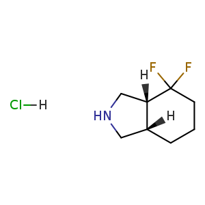 Chemical structure of cis-7,7-difluoro-1,2,3,3a,4,5,6,7a-octahydroisoindole hydrochloride , CAS 2208746-35-2, AChemBlock U133736