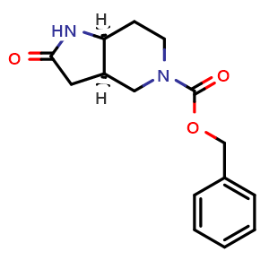 Chemical structure of benzyl (3aR,7aS)-2-oxo-3,3a,4,6,7,7a-hexahydro-1H-pyrrolo[3,2-c]pyridine-5-carboxylate , CAS 2211132-40-8, AChemBlock U133741