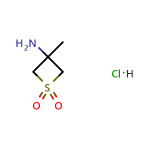 Chemical structure of 3-methyl-1,1-dioxo-thietan-3-amine hydrochloride , CAS 2225141-46-6, AChemBlock U133753