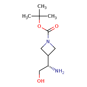 Chemical structure of tert-butyl 3-[(1S)-1-amino-2-hydroxy-ethyl]azetidine-1-carboxylate , CAS 2227897-93-8, AChemBlock U133757