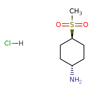 Chemical structure of cis-4-methylsulfonylcyclohexanamine hydrochloride , CAS 2230789-74-7, AChemBlock U133765