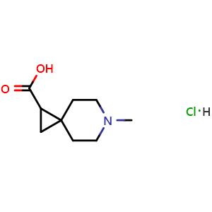 Chemical structure of 6-methyl-6-azaspiro[2.5]octane-2-carboxylic acid hydrochloride , CAS 2230913-21-8, AChemBlock U133766