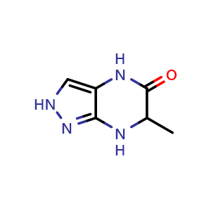 Chemical structure of 6-methyl-2,4,6,7-tetrahydropyrazolo[3,4-b]pyrazin-5-one , CAS 2230962-90-8, AChemBlock U133767