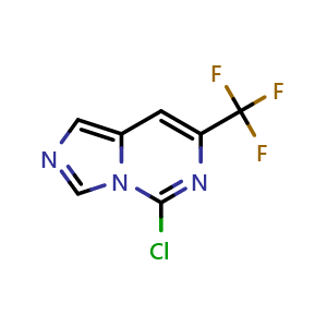 Chemical structure of 5-chloro-7-(trifluoromethyl)imidazo[1,5-c]pyrimidine , CAS 2239306-82-0, AChemBlock U133773