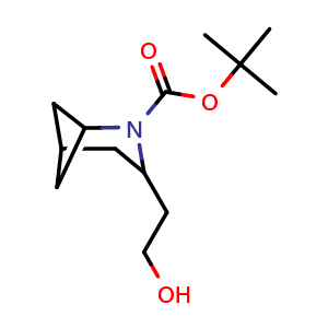 Chemical structure of tert-butyl 3-(2-hydroxyethyl)-2-azabicyclo[3.1.1]heptane-2-carboxylate , CAS 2241048-87-1, AChemBlock U133778