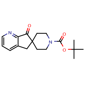 Chemical structure of tert-butyl 7-oxo-5,7-dihydrospiro[cyclopenta[b]pyridine-6,4'-piperidine]-1'-carboxylate , CAS 2245084-89-1, AChemBlock U133789