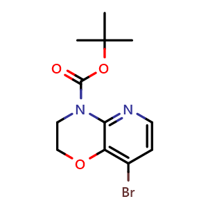 Chemical structure of tert-butyl 8-bromo-2,3-dihydropyrido[3,2-b][1,4]oxazine-4-carboxylate , CAS 2253853-12-0, AChemBlock U133823