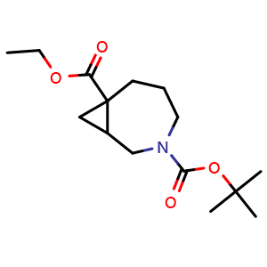 Chemical structure of O3-tert-butyl O7-ethyl 3-azabicyclo[5.1.0]octane-3,7-dicarboxylate , CAS 2254213-30-2, AChemBlock U133824